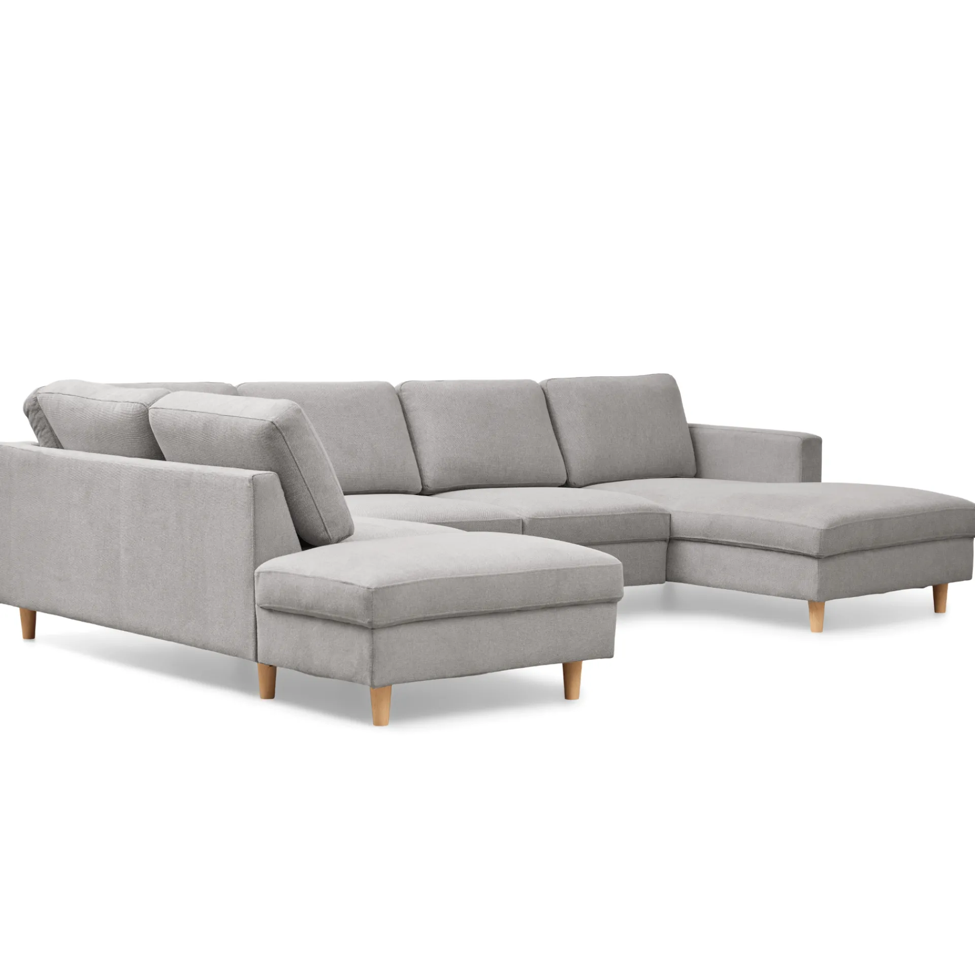 New Nimara Jennifer højrevendt u-sofa i lys grå med chaiselong - L: 300 x D: 208 x H: 82 cm