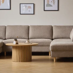 Nimara Jennifer venstrevendt u-sofa i sand med chaiselong - L: 300 x D: 208 x H: 82 cm