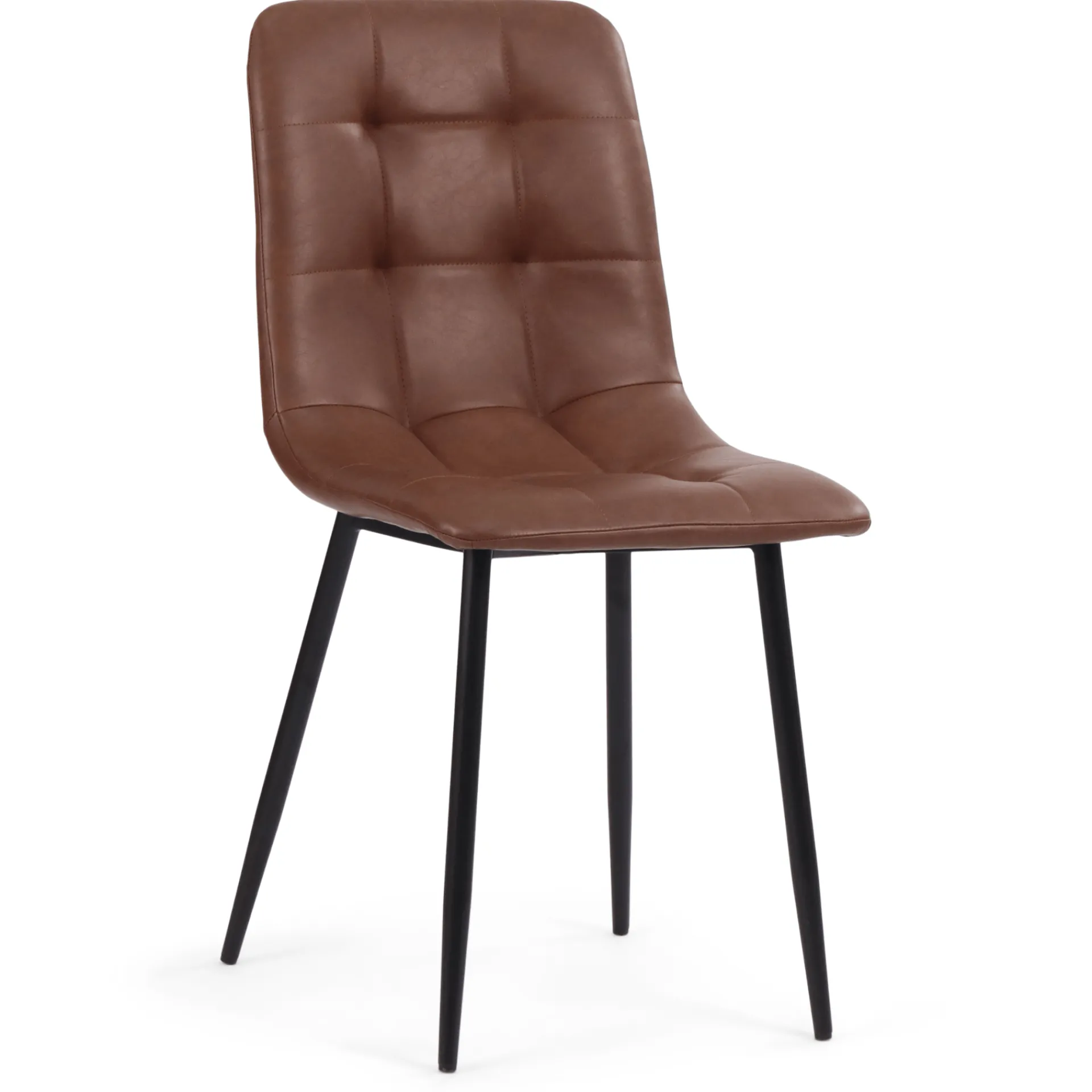 New Nimara Jessi spisebordsstol - Brun kunstlæder med sorte metalben