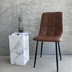 New Nimara Jessi spisebordsstol - Brun kunstlæder med sorte metalben