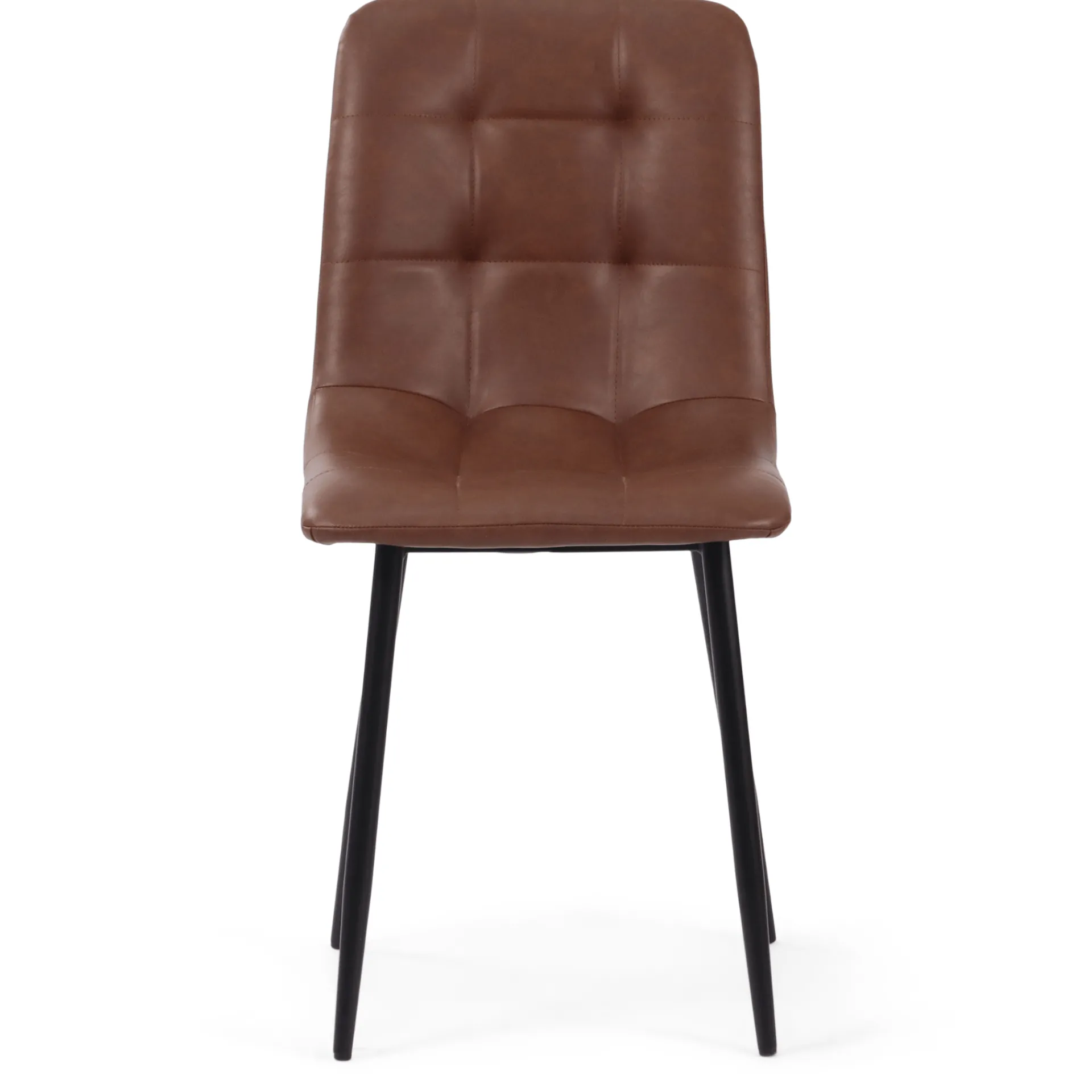 New Nimara Jessi spisebordsstol - Brun kunstlæder med sorte metalben