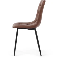 New Nimara Jessi spisebordsstol - Brun kunstlæder med sorte metalben