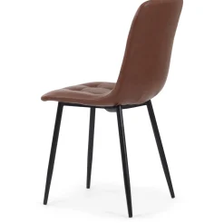New Nimara Jessi spisebordsstol - Brun kunstlæder med sorte metalben