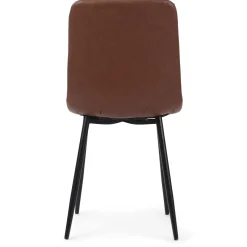 New Nimara Jessi spisebordsstol - Brun kunstlæder med sorte metalben