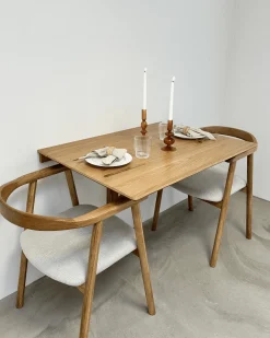 Clearance Nimara Jocelyn spisebordsstol i eg med beige stofsæde