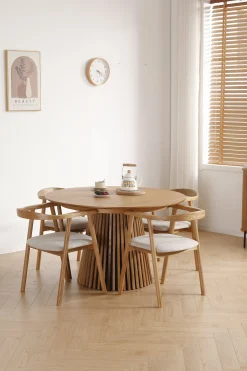 Clearance Nimara Jocelyn spisebordsstol i eg med beige stofsæde