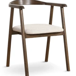 Sale Nimara Jocelyn spisebordsstol i røget eg med beige stofsæde