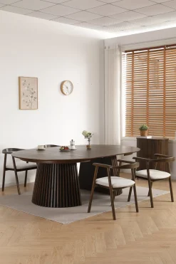 Sale Nimara Jocelyn spisebordsstol i røget eg med beige stofsæde