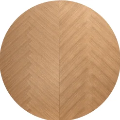 Sale Nimara Joshua - Rundt spisebord i natur egefiner med udtræk 120/160/200 cm - Inkl. 2 Tillægsplader