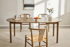 Discount Nimara Joshua - Rundt spisebord i røget egefiner med udtræk 120/160/200 cm - Inkl. 2 Tillægsplader