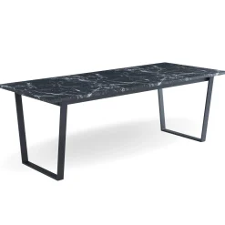 Outlet Nimara Karl spisebord i mat sort med marmor look - 210 x 90 cm