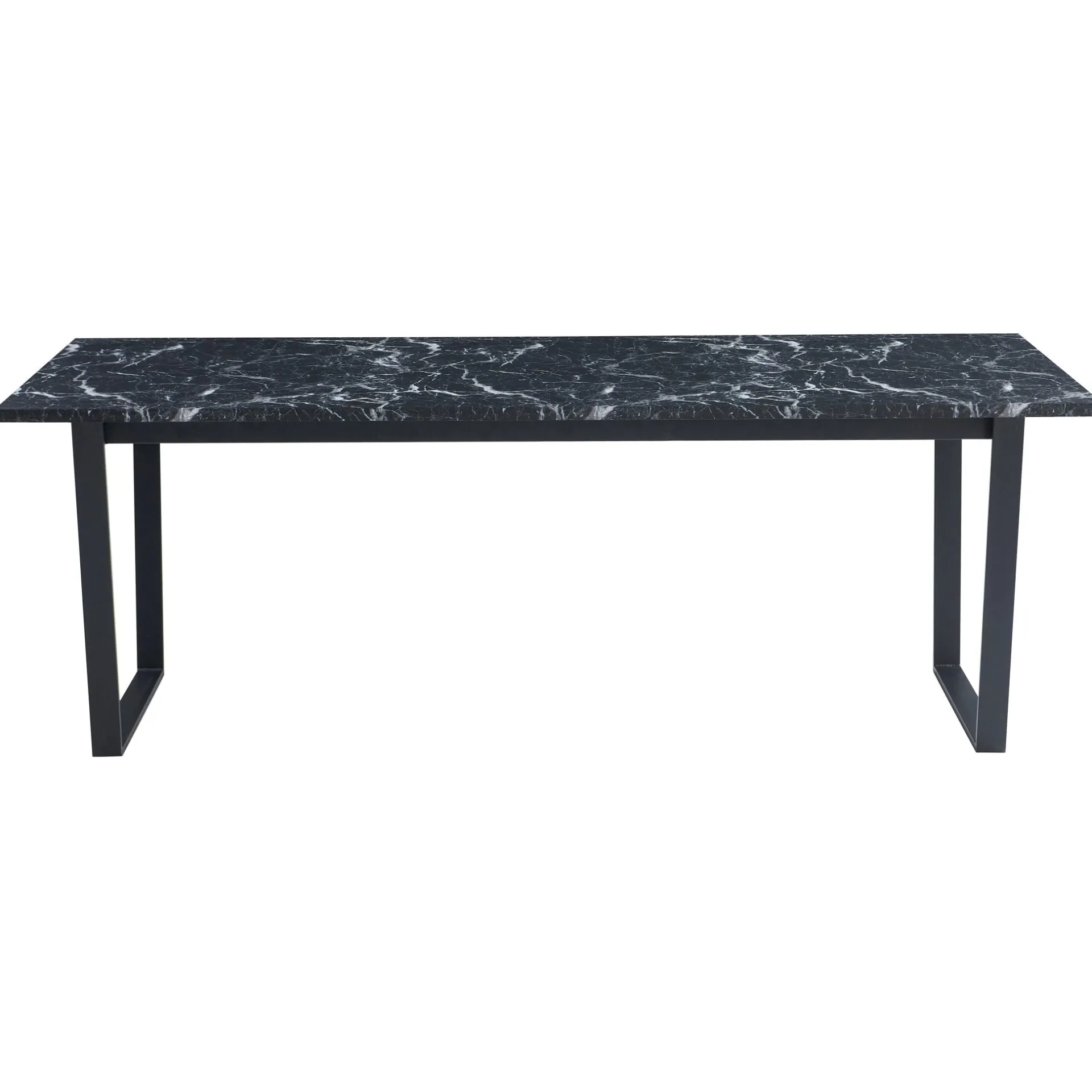 Outlet Nimara Karl spisebord i mat sort med marmor look - 210 x 90 cm