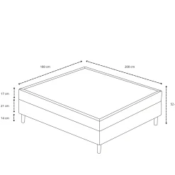 Clearance Nimara Kontinentalseng i beige 180x200 cm med 4 cm topmadras i PU-skum inkl. chrome ben