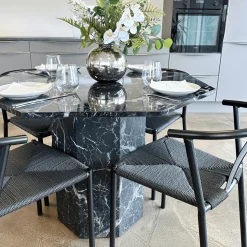 New Nimara Lagoni - rundt spisebord Ø100 cm i sort marmor look