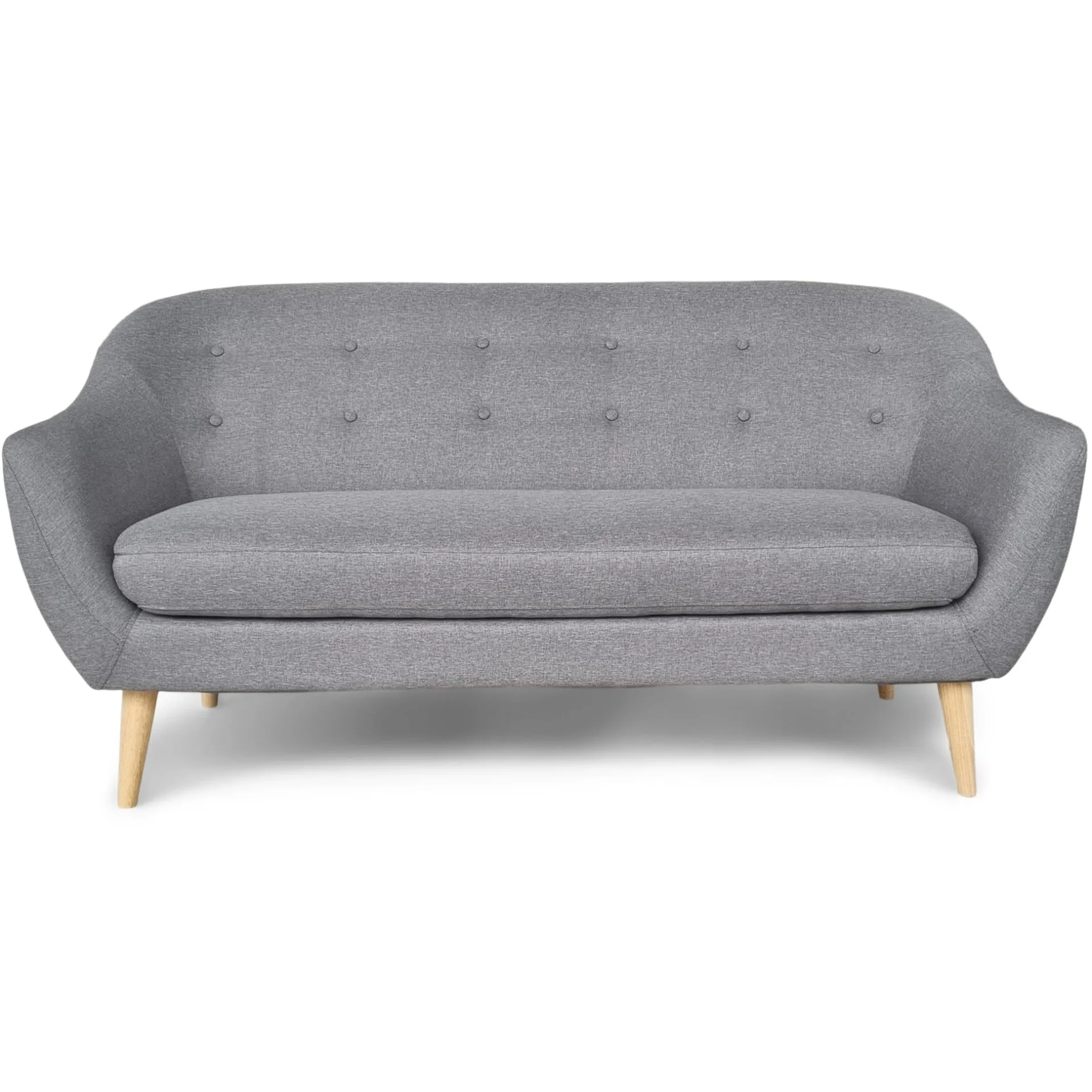 Online Nimara Layla 3 personers sofa - grå tekstil med træben - L: 169 cm D: 83 cm H: 82 cm