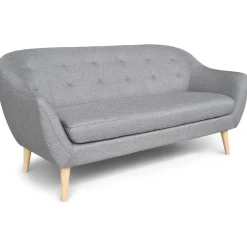 Online Nimara Layla 3 personers sofa - grå tekstil med træben - L: 169 cm D: 83 cm H: 82 cm