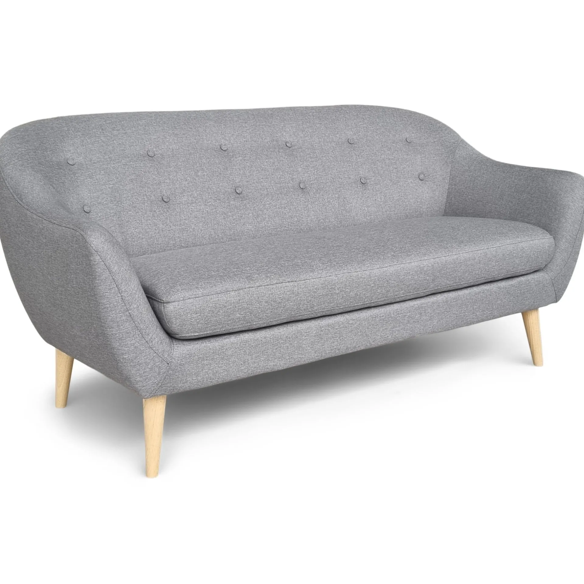 Online Nimara Layla 3 personers sofa - grå tekstil med træben - L: 169 cm D: 83 cm H: 82 cm
