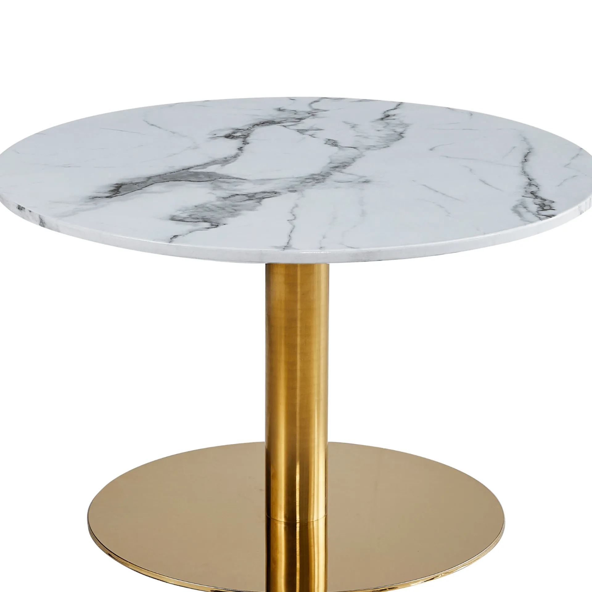 Best Nimara Lazio rundt sofabord i hvid marmor look med guld/messing ben Ø70 cm