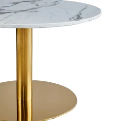 Best Nimara Lazio rundt sofabord i hvid marmor look med guld/messing ben Ø70 cm