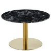 Best Nimara Lazio rundt sofabord i sort marmor look med guld ben - Ø70 cm