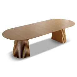 Clearance Nimara Lewis - Lamel ovalt Spisebord I Egefiner med udtræk 200/250/300 CM - 2x tillægsplader medfølger