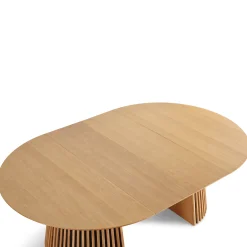 Online Nimara Lewis - Lamel rundt Spisebord I Egefiner med udtræk 150/190/230 CM - 2x tillægsplader medfølger