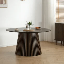 Best Nimara Lewis - Lamel rundt Spisebord I røget Egefiner Ø140 cm