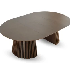 Nimara Lewis - Lamel rundt Spisebord I røget Egefiner med udtræk 150/190/230 CM - 2x tillægsplader medfølger