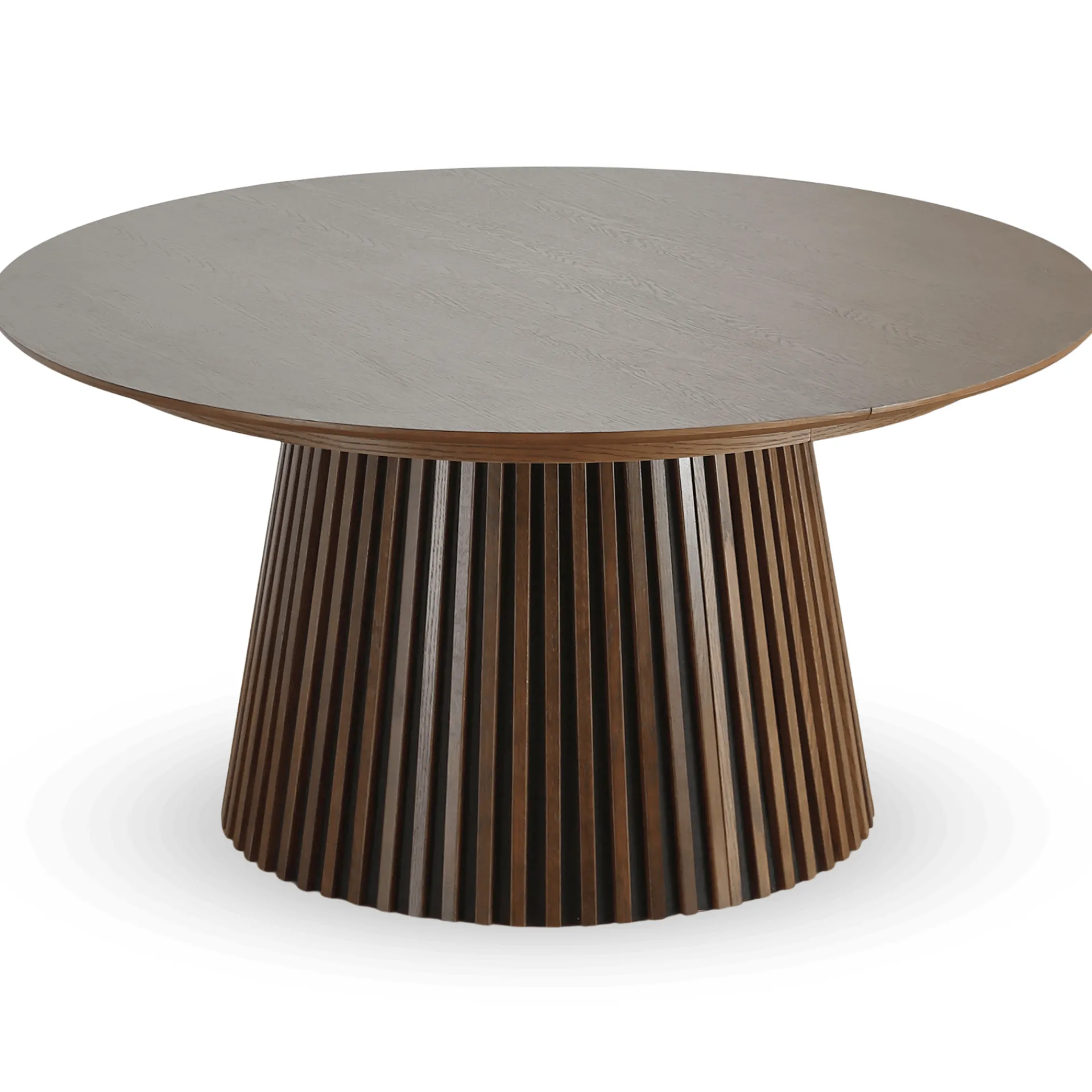 Nimara Lewis - Lamel rundt Spisebord I røget Egefiner med udtræk 150/190/230 CM - 2x tillægsplader medfølger