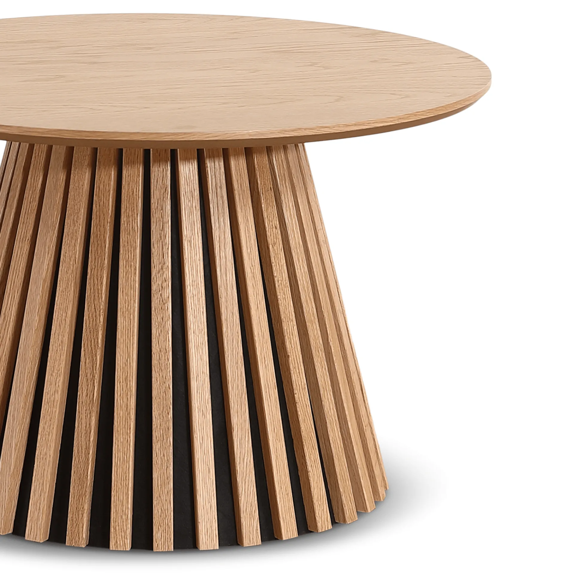 Outlet Nimara Lewis lamel sofabord naturlig egefinér Ø70 cm