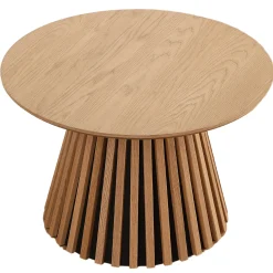 Outlet Nimara Lewis lamel sofabord naturlig egefinér Ø70 cm