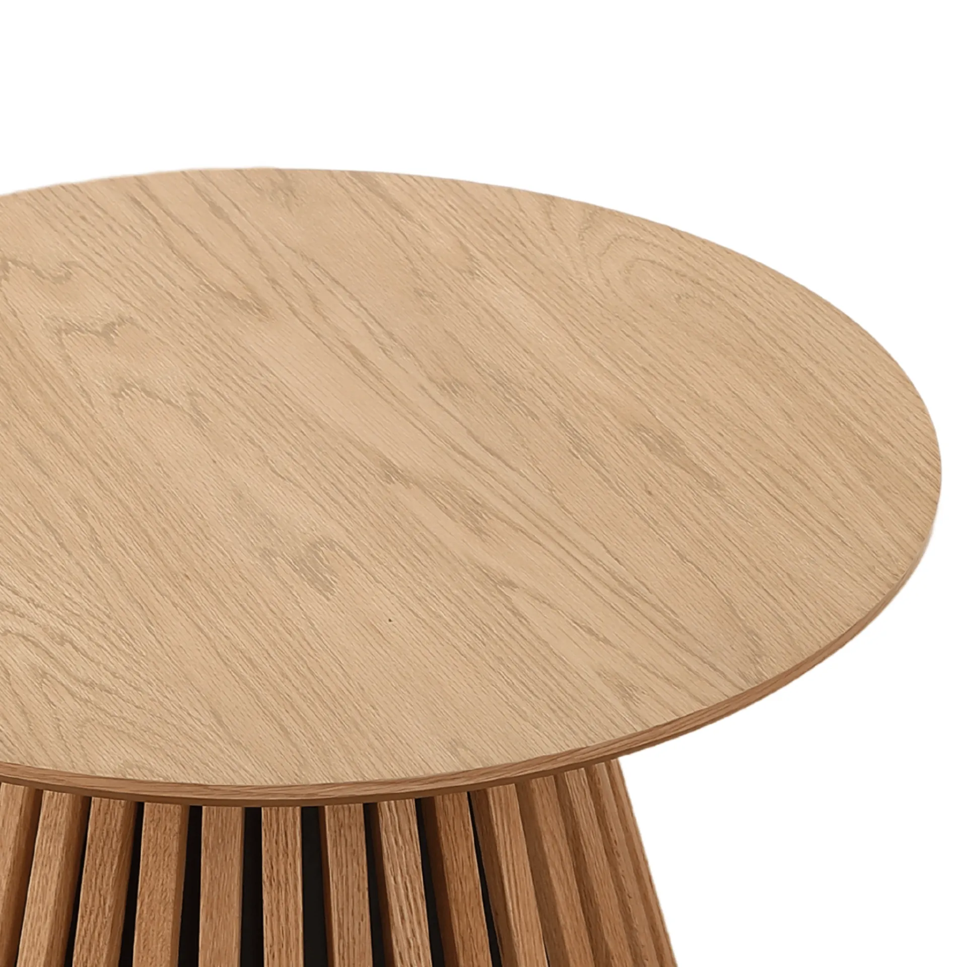 Outlet Nimara Lewis lamel sofabord naturlig egefinér Ø70 cm