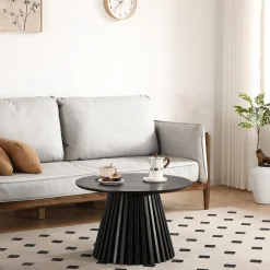 Sale Nimara Lewis lamel sofabord sort Ø70 cm