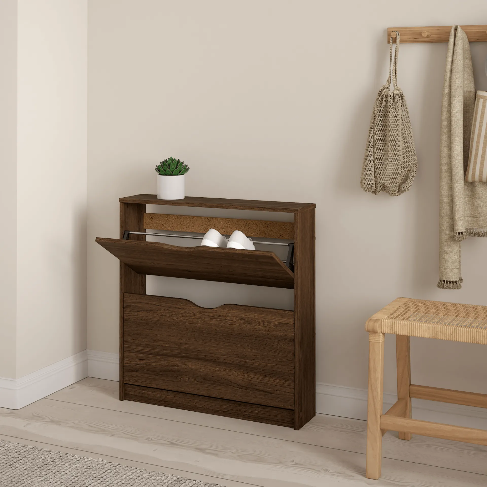 New Nimara Livo skoskab med 2 låger i røget egelook