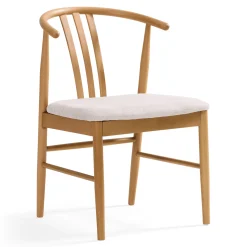 Sale Nimara Lizzie spisebordsstol i bøg med polstret sæde i beige