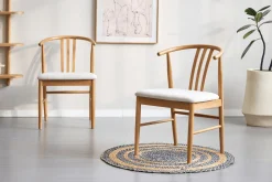 Sale Nimara Lizzie spisebordsstol i bøg med polstret sæde i beige