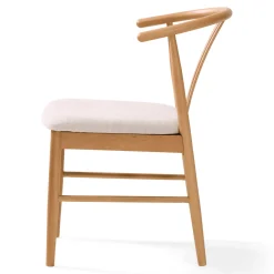 Sale Nimara Lizzie spisebordsstol i bøg med polstret sæde i beige