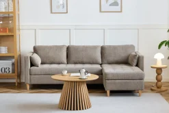 Online Nimara Lulu - Højrevendt og venstrevendt vendbar chaiselong sofa i sand - L: 215 x D: 82 x H: 78 cm