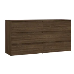 Best Nimara Maise kommode H:70 x B:138 x B:41 cm med 6 skuffer i røget egelook