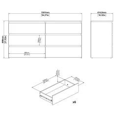 Best Nimara Maise kommode H:70 x B:138 x B:41 cm med 6 skuffer i røget egelook