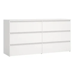 Best Nimara Maise kommode H:70 x B:138 x B:41 cm med 6 skuffer i hvid