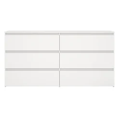 Best Nimara Maise kommode H:70 x B:138 x B:41 cm med 6 skuffer i hvid