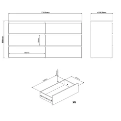Best Nimara Maise kommode H:70 x B:138 x B:41 cm med 6 skuffer i hvid