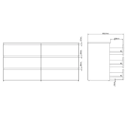 Best Nimara Maise kommode H:70 x B:138 x B:41 cm med 6 skuffer i hvid