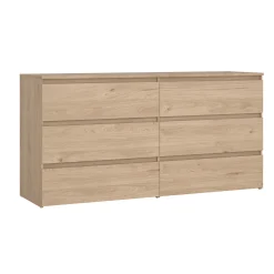 Online Nimara Maise kommode H:70 x B:138 x B:41 cm med 6 skuffer i egelook