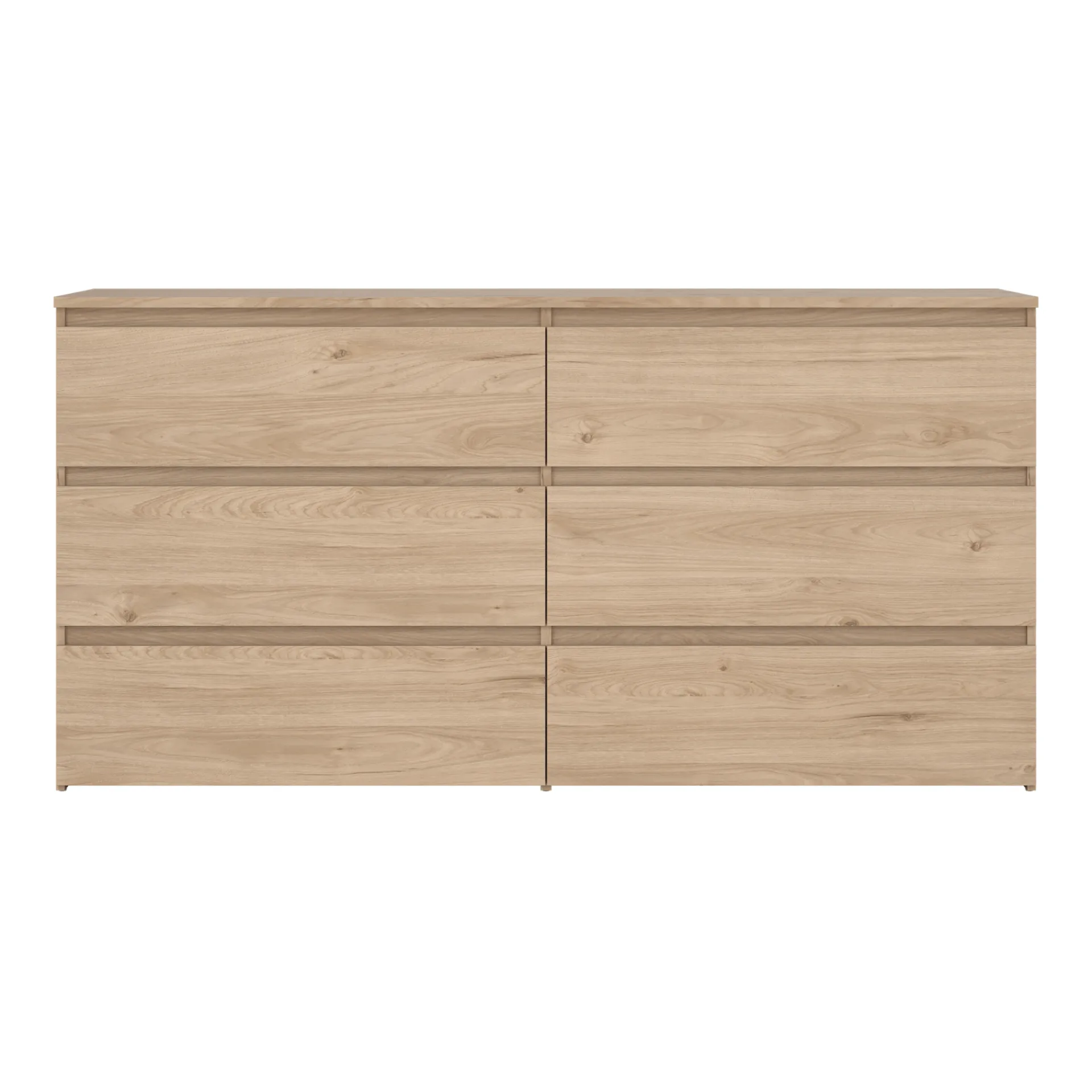 Online Nimara Maise kommode H:70 x B:138 x B:41 cm med 6 skuffer i egelook