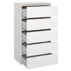 Hot Nimara Maise kommode H:114 x B:65 x D:41 cm med 5 skuffer i hvid