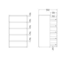 Hot Nimara Maise kommode H:114 x B:65 x D:41 cm med 5 skuffer i hvid
