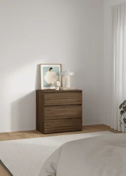 Clearance Nimara Maise kommode  H:70 x B:70 x D:41 cm med 3 skuffer i røget egelook