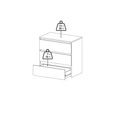 Clearance Nimara Maise kommode H:70 x B:70 x D:41 cm med 3 skuffer i røget egelook